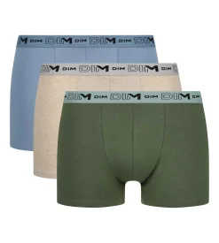 Lot de 3 boxers homme Beige Bleu Kaki Coton Stretch Bio