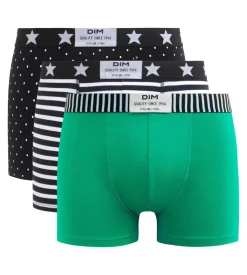 Lot de 3 boxers homme coton stretch à imprimés pois rayures Dim Vibes