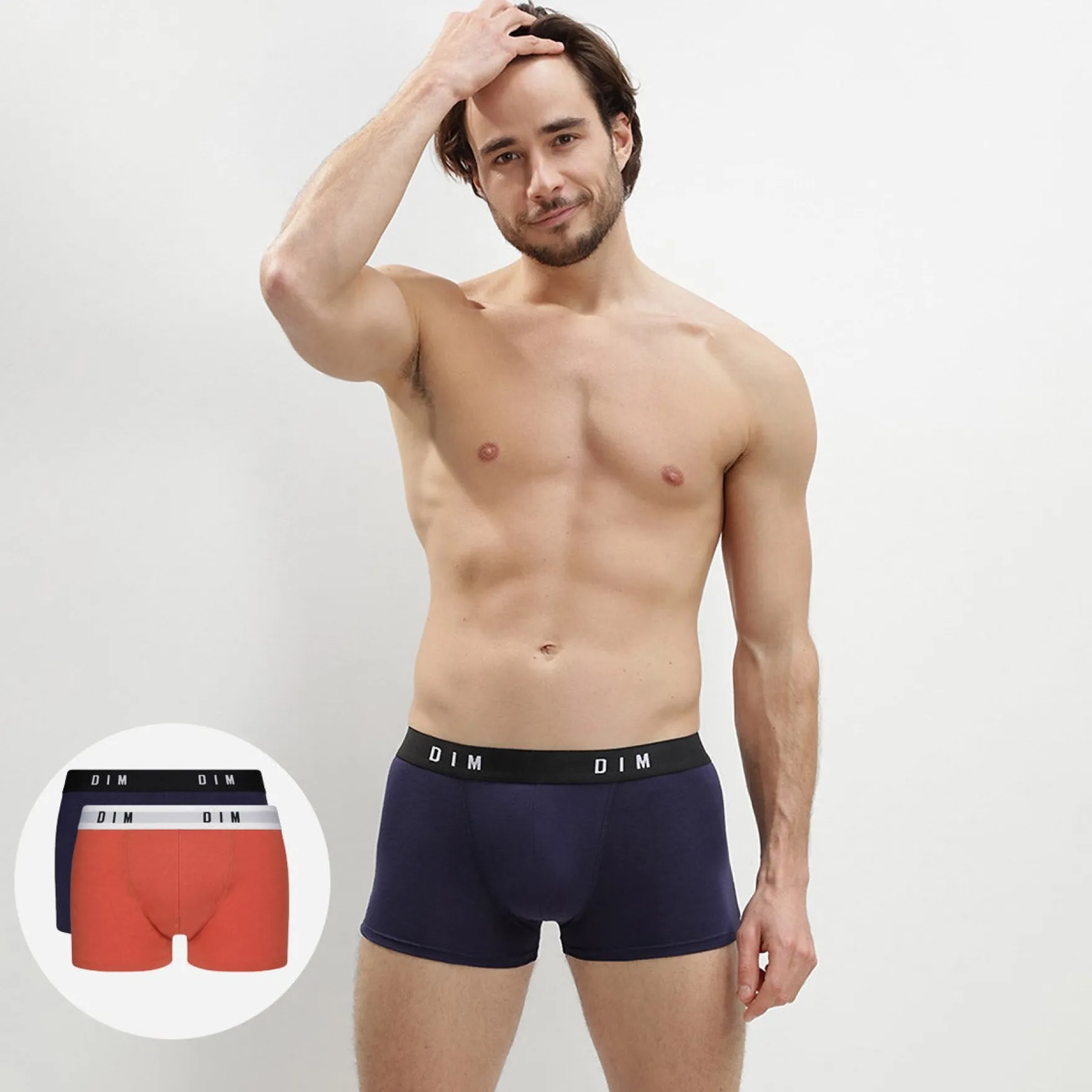 Lot de 2 boxers homme coton stretch Roux Bleu Denim Dim Originals