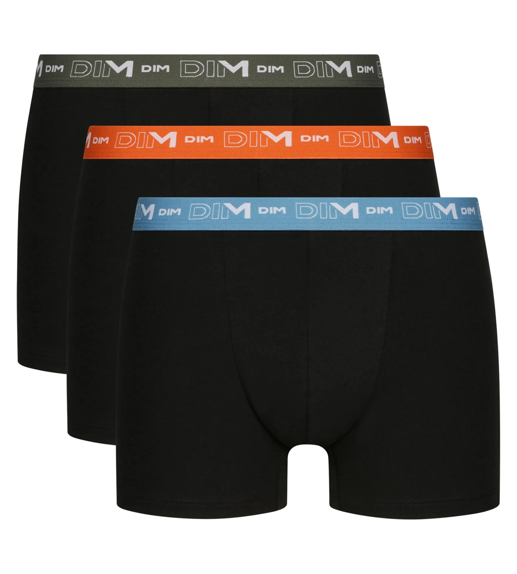 Lot de 3 boxers homme en coton Bleu Orange Dim Coton Stretch