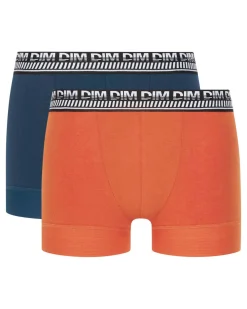 Lot de 2 boxers homme en coton extensible Bleu Orange Stay and Fit