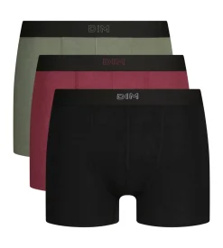 Lot de 3 boxers homme en coton Noir Kaki Rouge Ultra doux