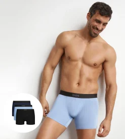 Lot de 3 boxers homme en coton Noir Bleu Ultra doux