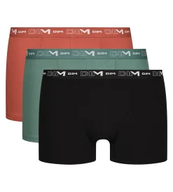 Lot de 3 boxers homme en coton Noir Vert Dim Coton Stretch