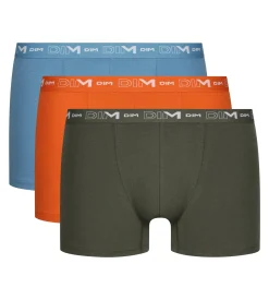 Lot de 3 boxers homme en coton Orange Vert Dim Coton Stretch
