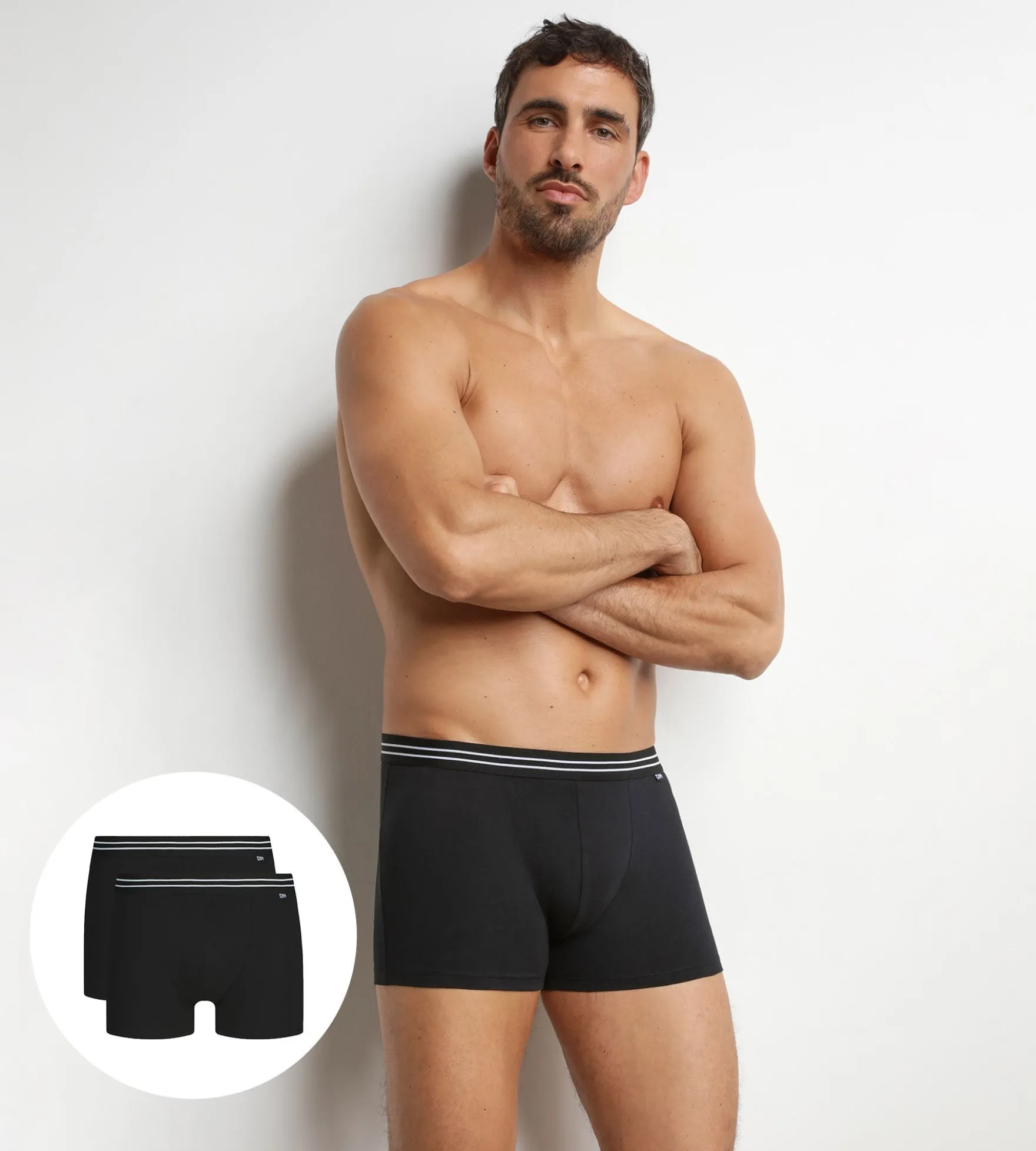 Lot de 2 boxers homme en coton stretch Noir EcoDim