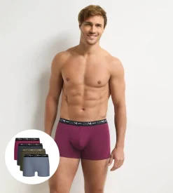 Lot de 4 boxers homme gris foncé, kaki, rouge, gris Coton Stretch