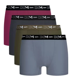 Lot de 4 boxers homme gris foncé, kaki, rouge, gris Coton Stretch
