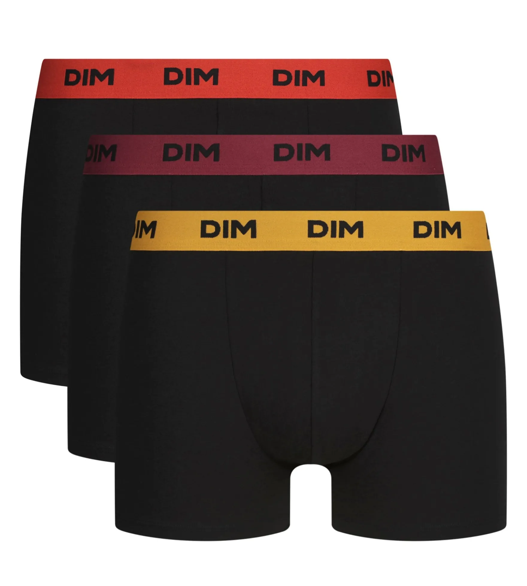 Lot de 3 boxers homme noir ceinture colorée Flamme Mix & Colors