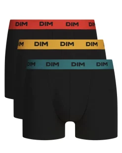 Lot de 3 boxers homme noir ceinture colorée Safran Mix & Colors