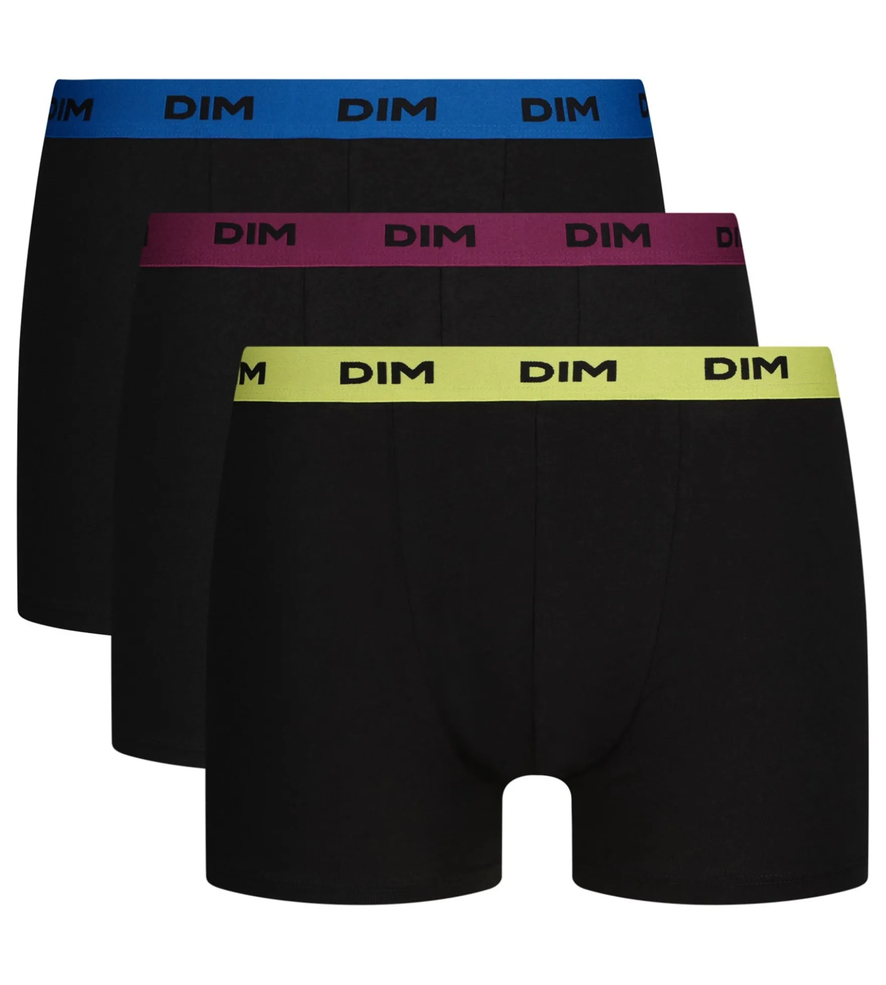 Lot de 3 boxers homme noir ceinture colorée Magenta Mix & Colors