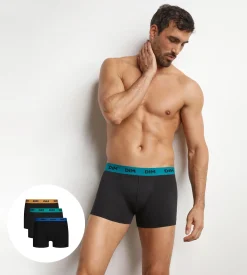 Lot de 3 boxers homme noir ceinture colorée Caméléon Mix & Colors