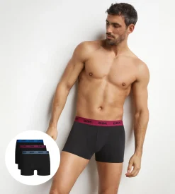 Lot de 3 boxers homme noir ceinture colorée Retro Mix & Colors