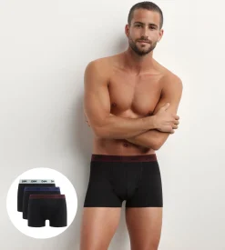 Lot de 3 boxers homme noir ceinture colorée Raisin Mix & Colors