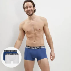 Lot de 2 boxers homme respirants Bleu Acier Blanc 3D Flex Air