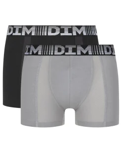 Lot de 2 boxers homme respirants Noir Gris Perle 3D Flex Air