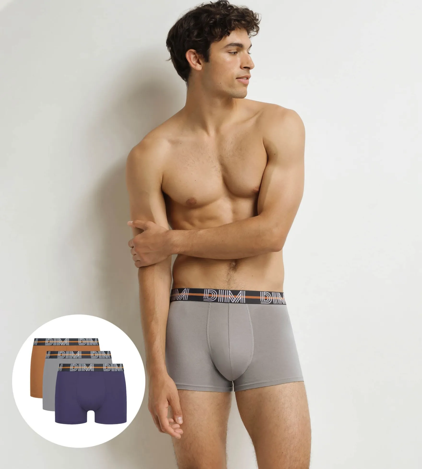 Lot de 3 boxers homme Violet Gris Terre Powerful