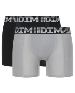 Lot de 2 boxers longs homme respirants Noir Gris 3D Flex Air