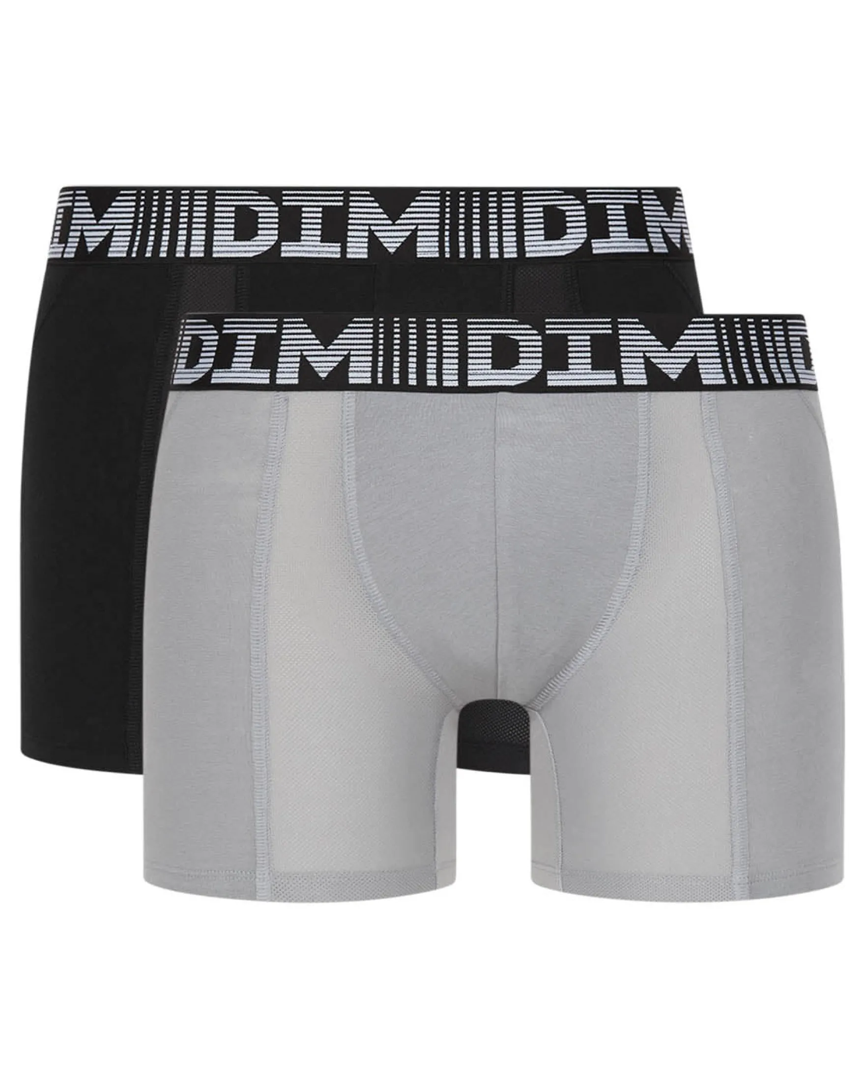 Lot de 2 boxers longs homme respirants Noir Gris 3D Flex Air