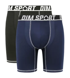 Lot de 2 boxers longs microfibre thermoregulateurs Gris Noir Dim Sport