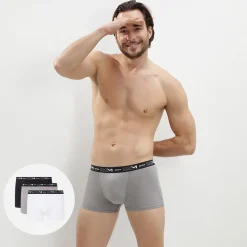 Lot de 3 boxers noir, gris et blanc Homme en coton stretch