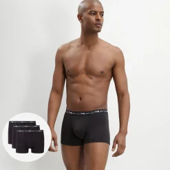 Lot de 3 boxers noir Homme en coton stretch