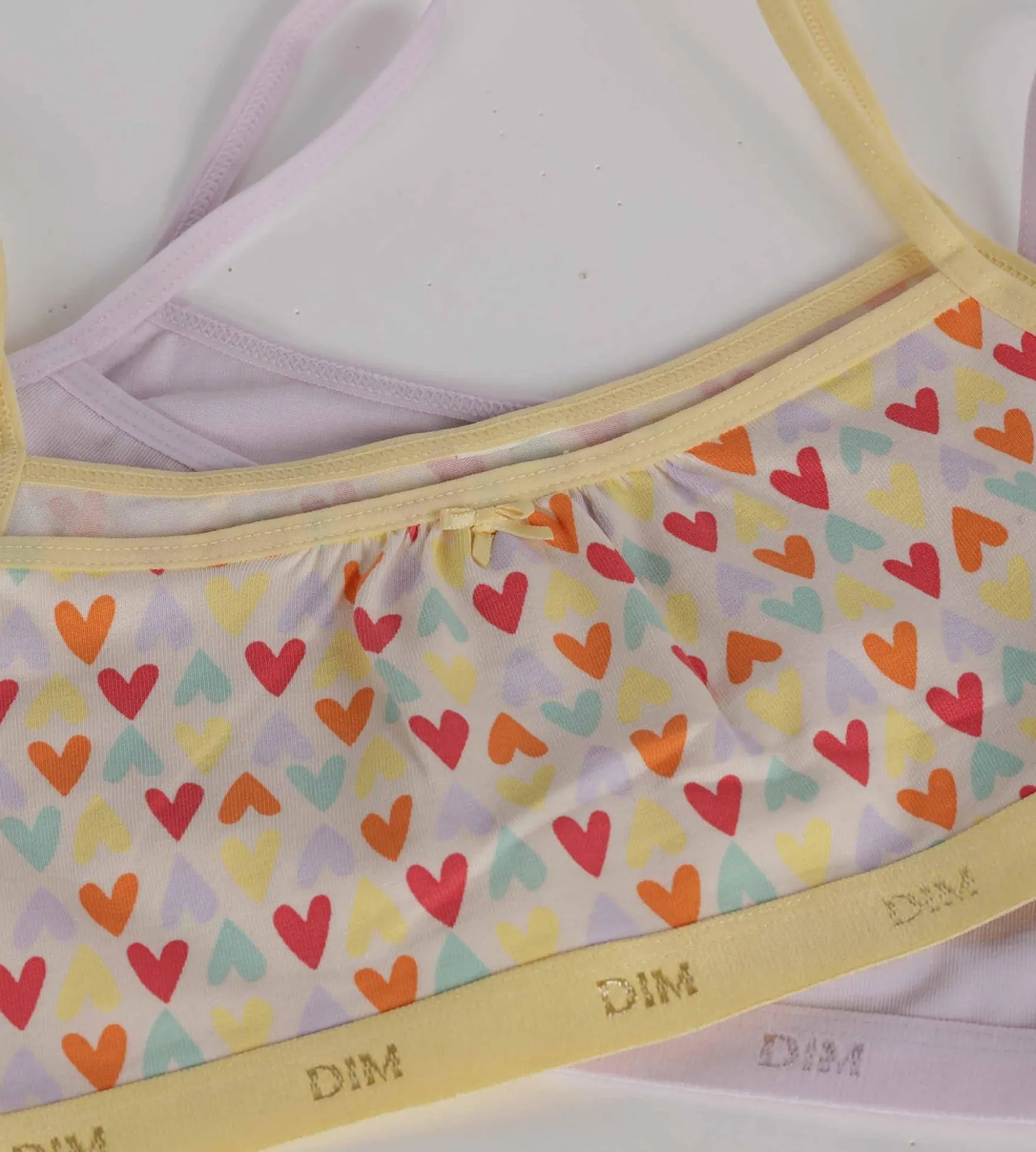 Lot de 2 brassières fille coton stretch Lila à motif coeur Les Pockets