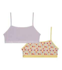 Lot de 2 brassières fille coton stretch Lila à motif coeur Les Pockets
