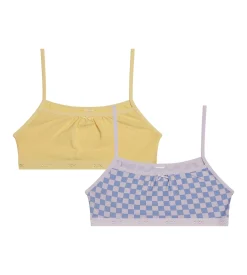 Lot de 2 brassières fille coton stretch Lila motif damier Les Pockets