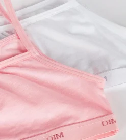 Lot de 2 brassières filles coton stretch Rose Blanc Les Pockets Ecodim