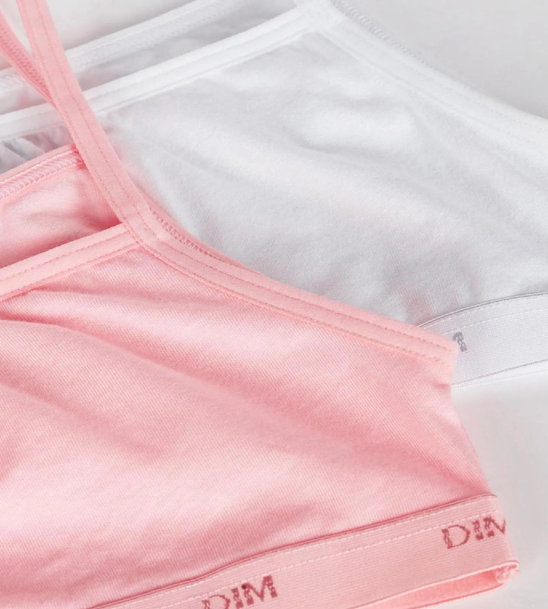 Lot de 2 brassières filles coton stretch Rose Blanc Les Pockets Ecodim