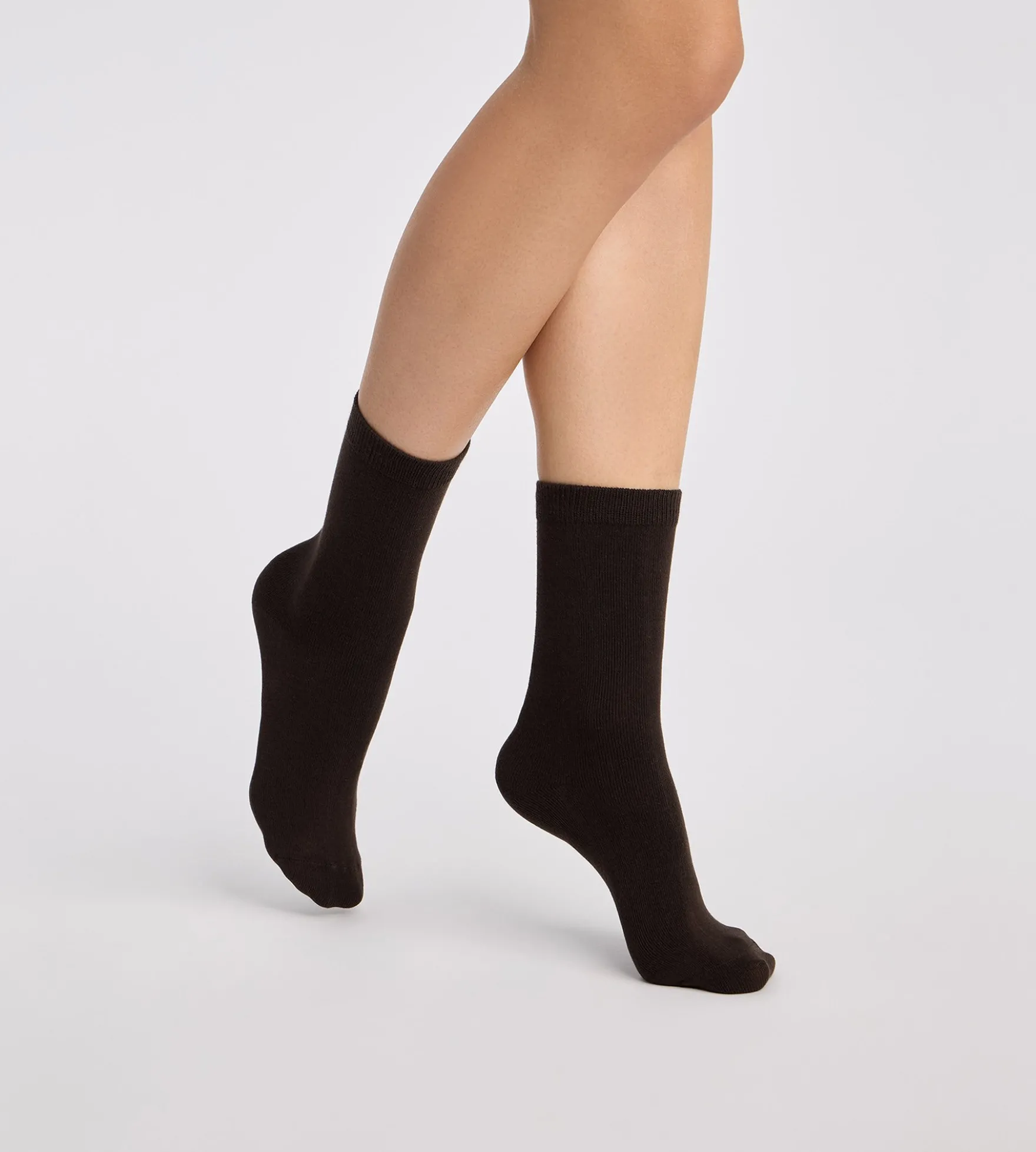 Lot de 2 chaussettes femme coton chocolat, taupe Thermo