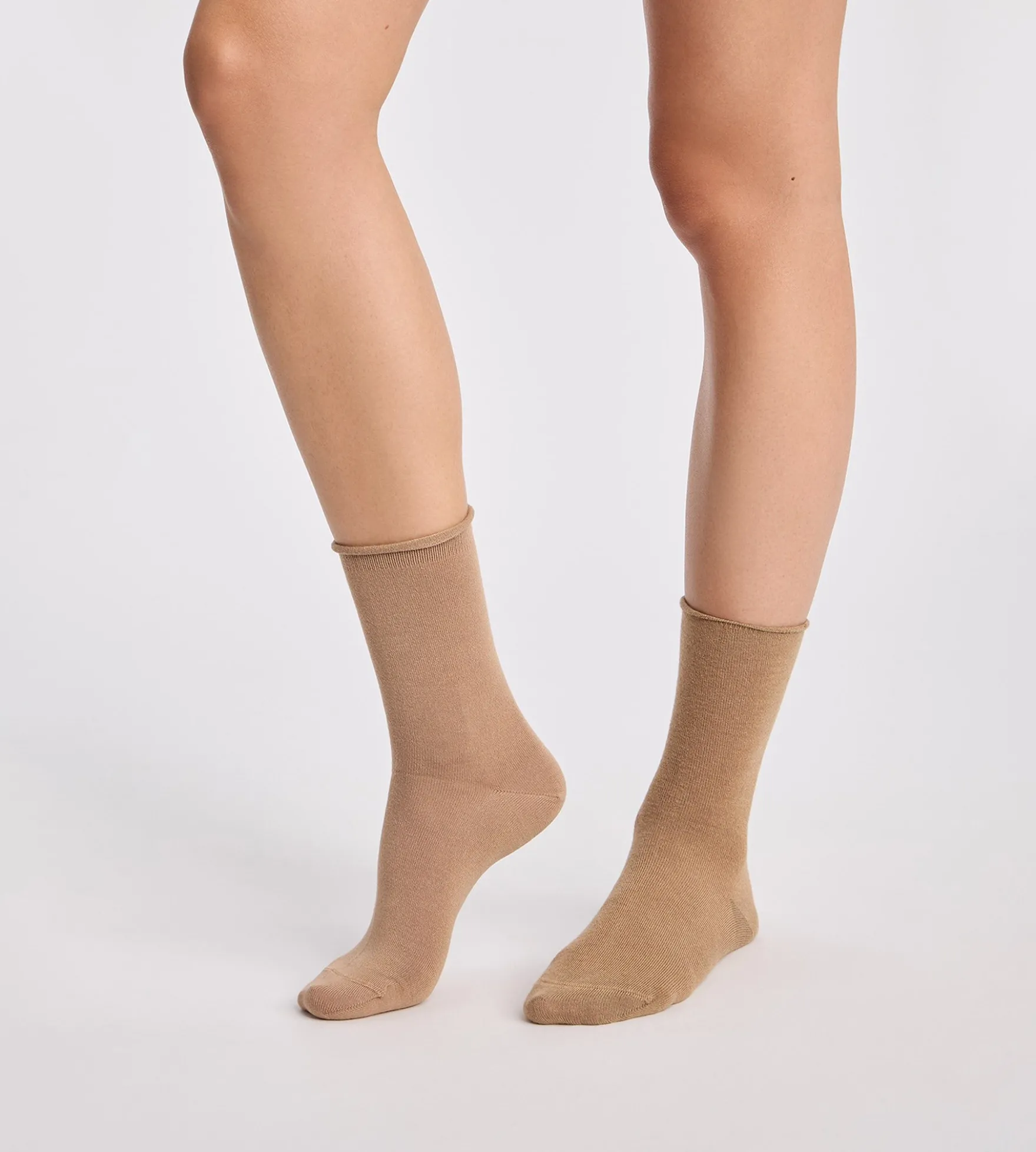 Lot de 2 chaussettes femme taupe, beige Modal