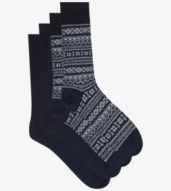 Lot de 2 chaussettes homme nordique navy bleu, navy blue Coton Fancy