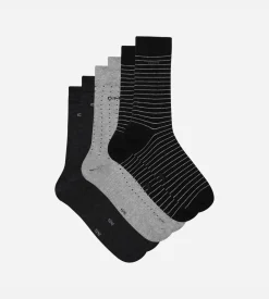 Lot de 3 chaussettes noires et anthracite pois rayures Homme