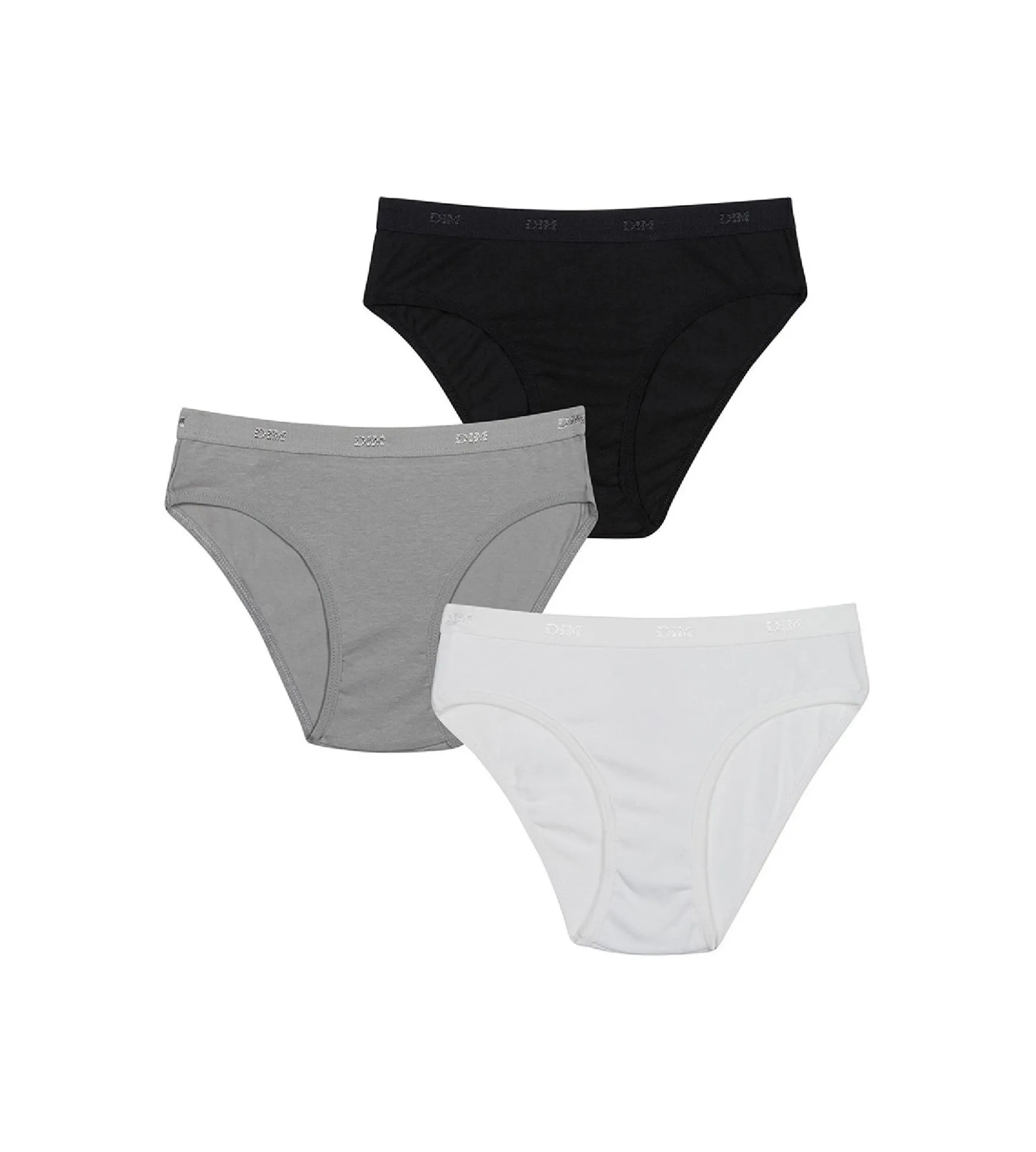 Lot de 3 culottes blanche, noire, grise Les Pockets DIM Girl