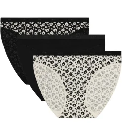 Lot de 3 culottes en coton stretch motif floral Blanc Noir Les Pockets