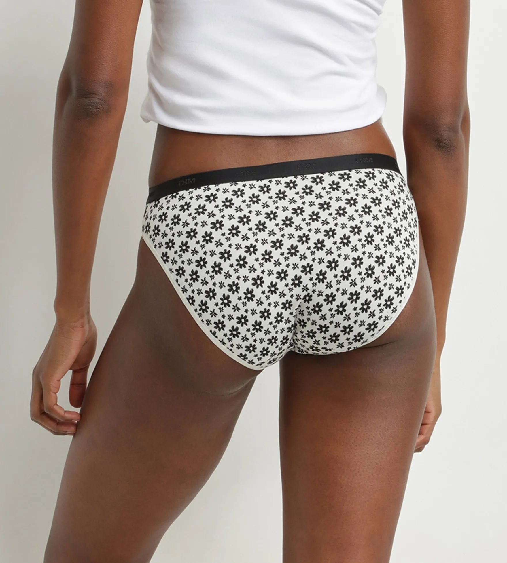 Lot de 3 culottes en coton stretch motif floral Blanc Noir Les Pockets