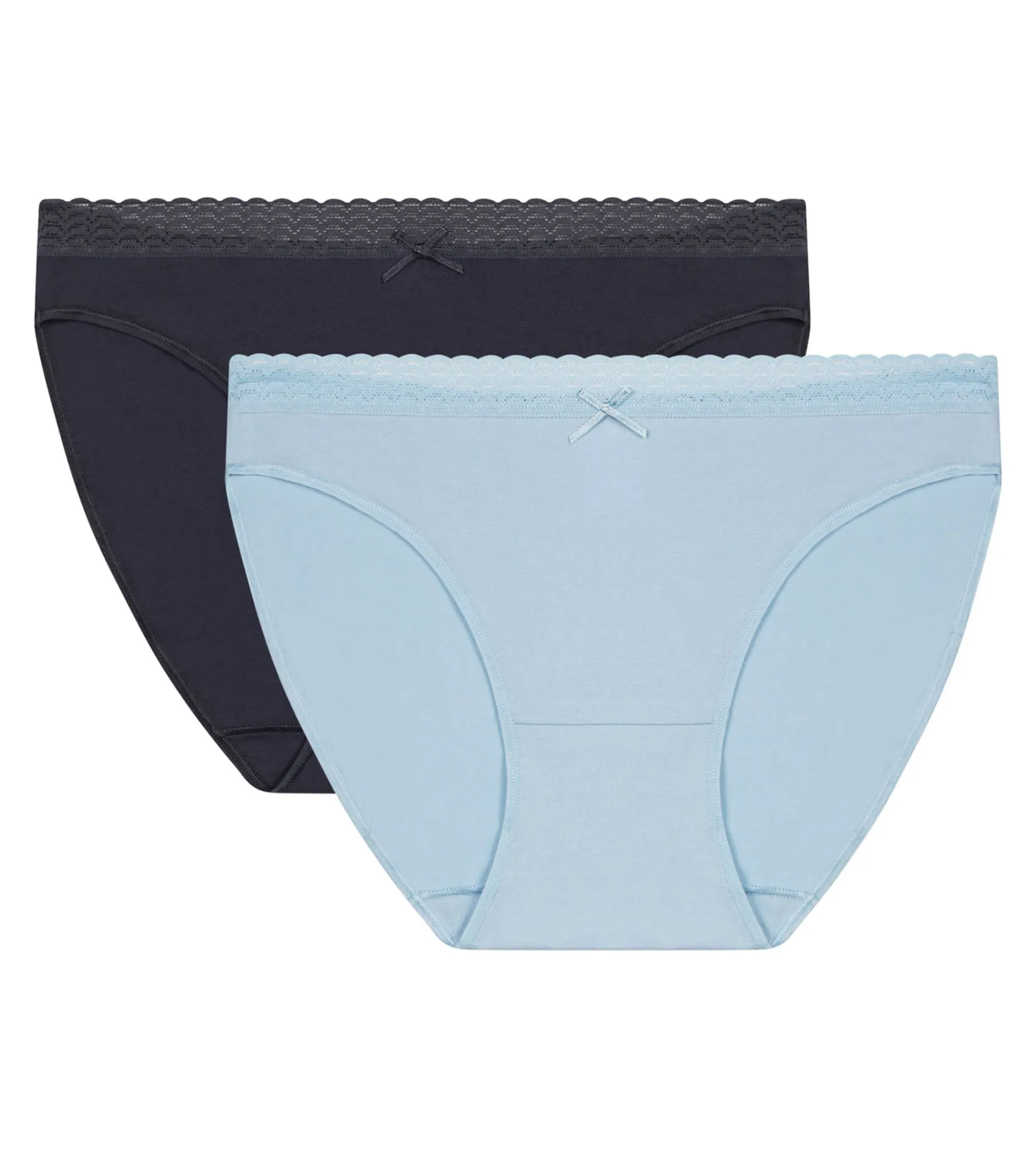 Lot de 2 culottes femme en coton stretch Gris Bleu Dim fashion