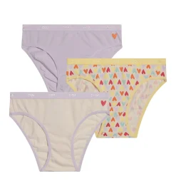 Lot de 3 culottes fille coton stretch à motif coeur Jaune Les Pockets