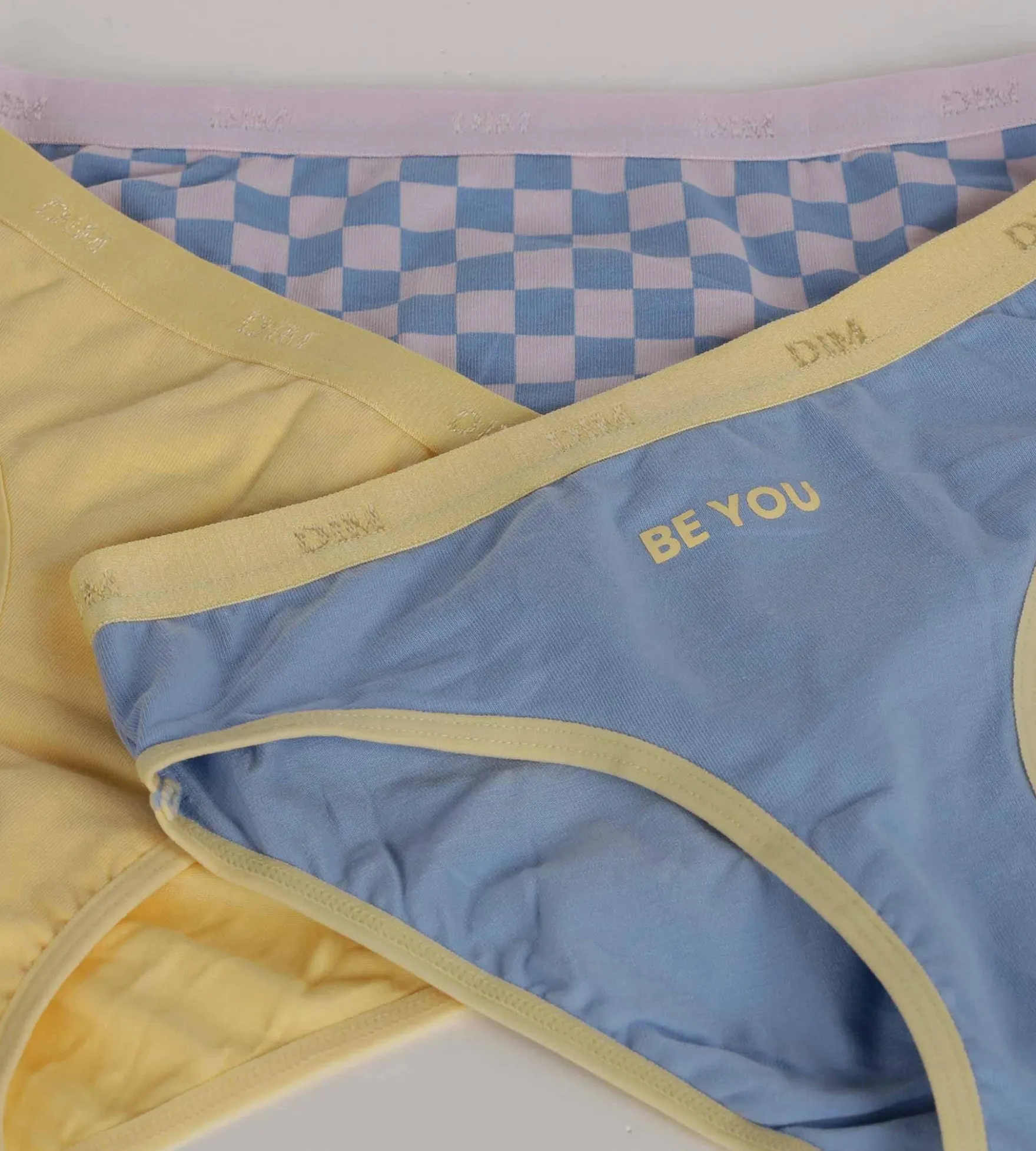 Lot de 3 culottes fille coton stretch à motif damier Jaune Les Pockets
