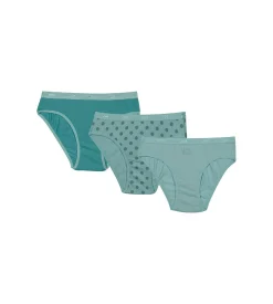 Lot de 3 culottes fille en coton stretch Vert d’Eau à pois Les Pockets