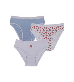 Lot de 3 culottes fille en coton stretch motif fraise Lila Les Pockets