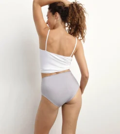 Lot de 2 culottes hautes en coton stretch Blanc Gris Body Touch Easy
