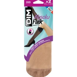 Lot de 2 mi-bas caramel AbsoluFlex transparents 20D