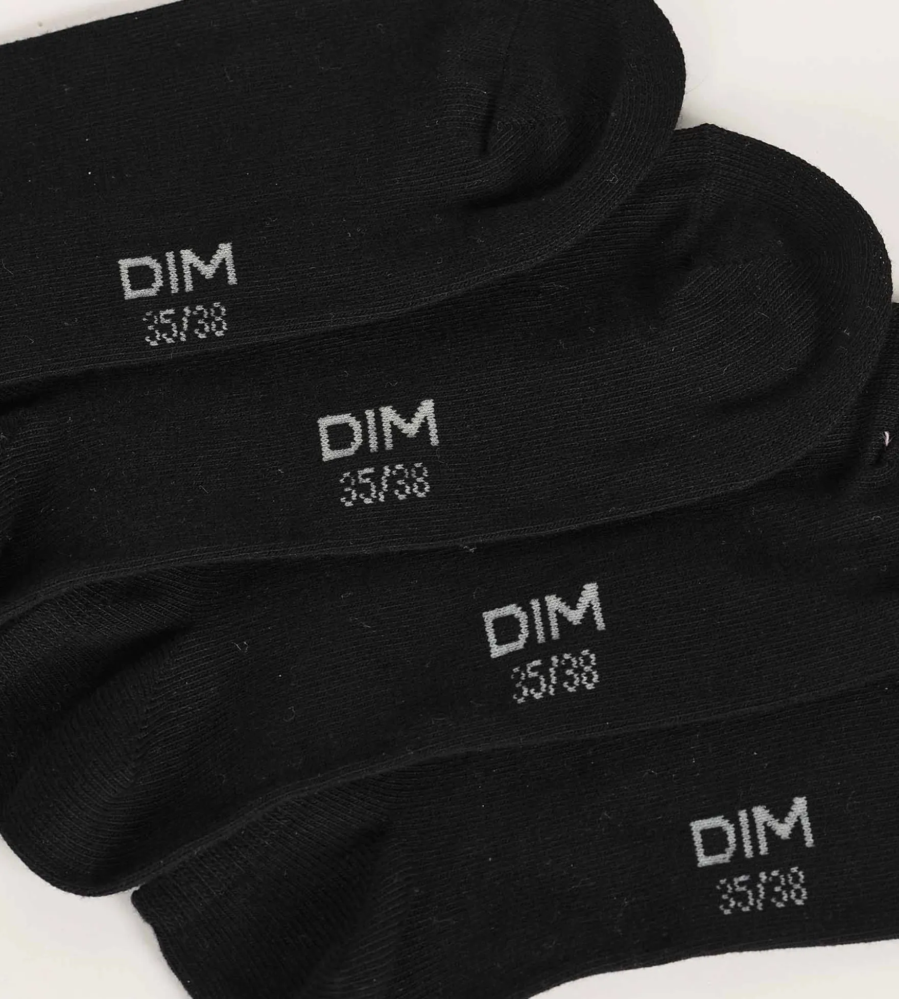 Lot de 3 paires de chaussettes courtes femme Noir Dim Coton