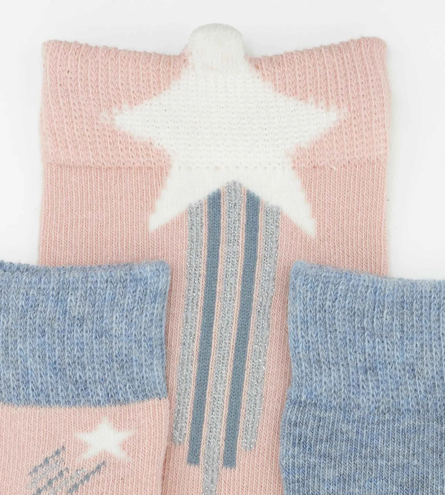 Lot de 3 paires de chaussettes enfant à étoiles Denim Rose Coton Style