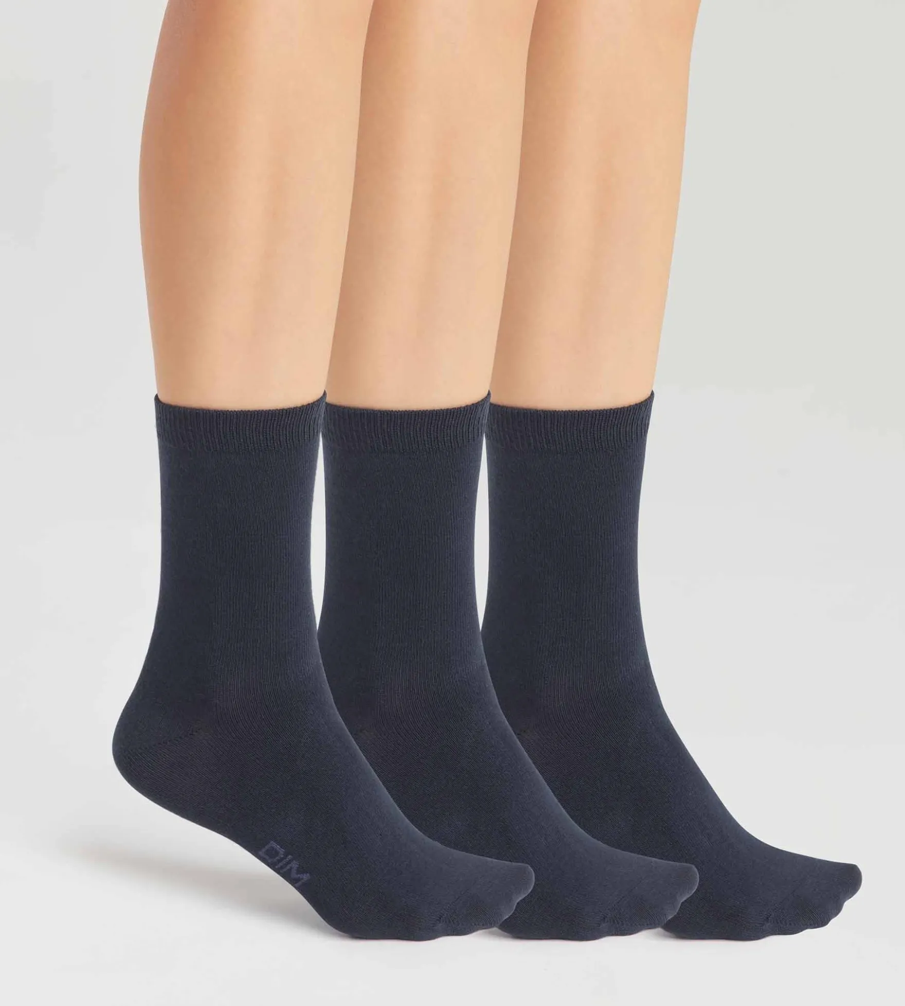 Lot de 3 paires de chaussettes femme Bleu Marine en coton Dim