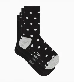 Lot de 2 paires de chaussettes femme Noir à gros pois Dim Coton Style