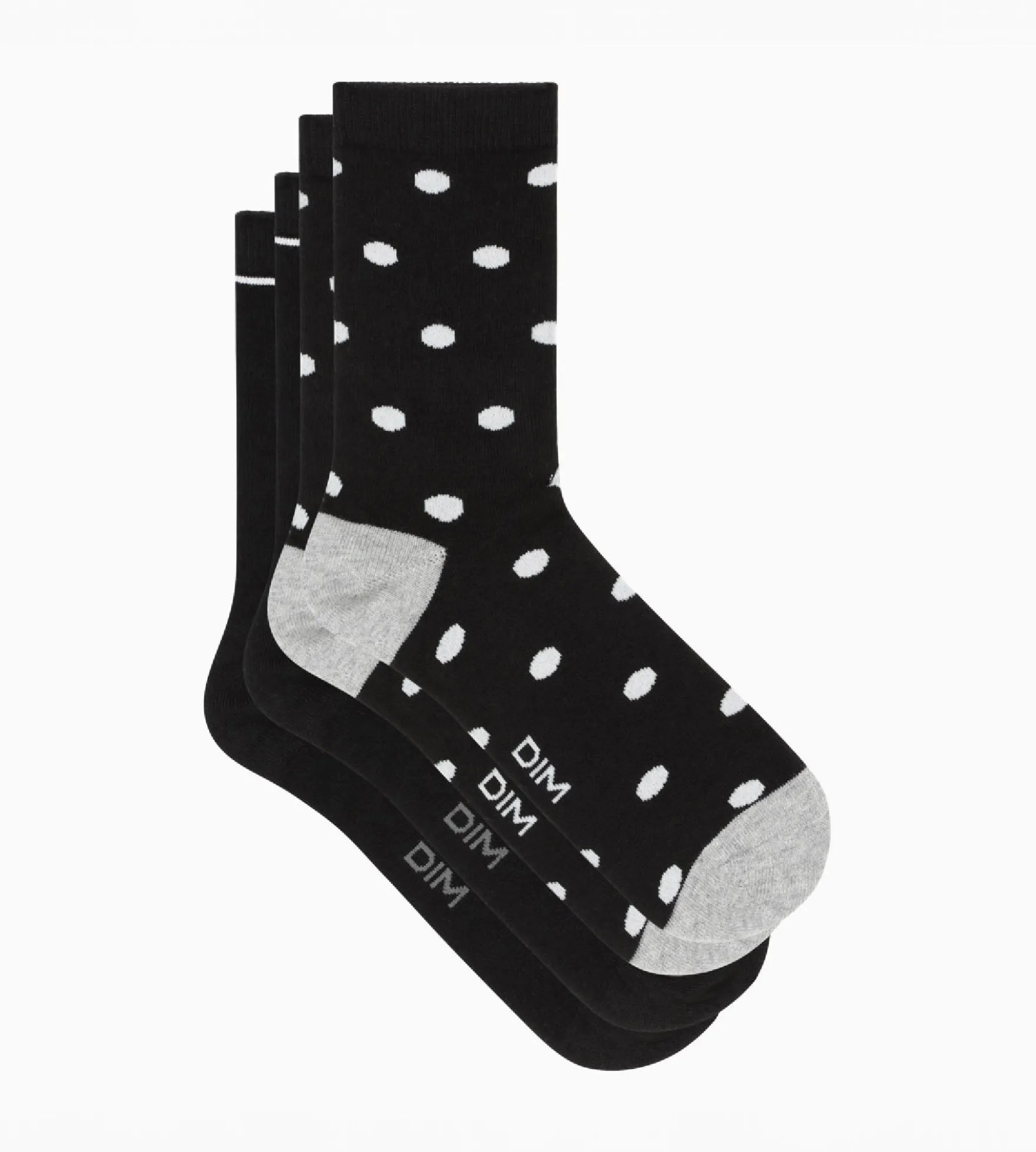 Lot de 2 paires de chaussettes femme Noir à gros pois Dim Coton Style